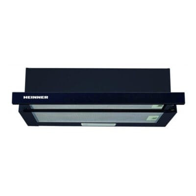 Hotă telescopică Heinner HTCH-440GBK 60 cm, 325 mc/h, design din sticlă neagră