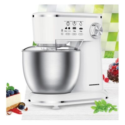Mixer planetar alb Heinner HPM-1000WHCH, 5 l, bol din inox