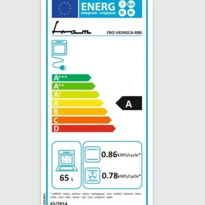 Eticheta energetică cuptor Fram FBO-V659GCA-RBK cu iluminare si geam dublu detasabil