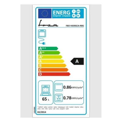 Eticheta energetica cuptor Fram FBO-V659GCA-RBG cu grill si ventilatie pentru gatire uniforma