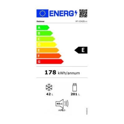 Eticheta energetică frigider Heinner HF-V242E++ congelator superior 41L