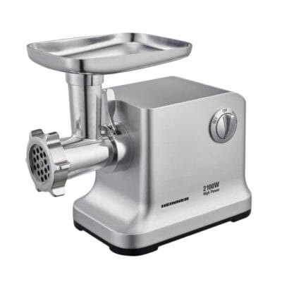 Masina de tocat carne Heinner MG-2100SS 2100W cu 2 site de taiere si accesorii pentru carnati si rosii