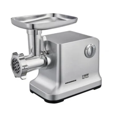 Masina de tocat carne Heinner MG-2100SS 2100W cu 2 site de taiere si accesorii pentru carnati si rosii