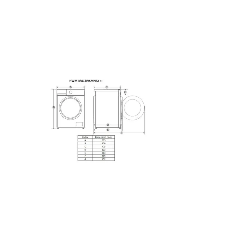 Mașină de spălat rufe slim Heinner HWM-M814IVSMNA+++, 8 kg, 1400 RPM, Inverter, Steam, 15 programe, alb - imagine 2