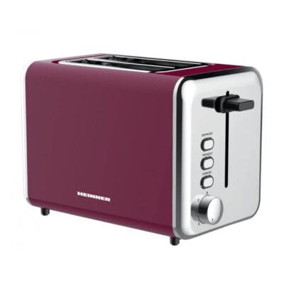 Prăjitor de pâine Heinner TP-1000BG 850W 2 felii inox vișiniu cu 7 trepte de rumenire