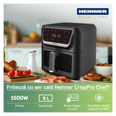 Air fryer Heinner 1700W pentru preparate sanatoase fara ulei