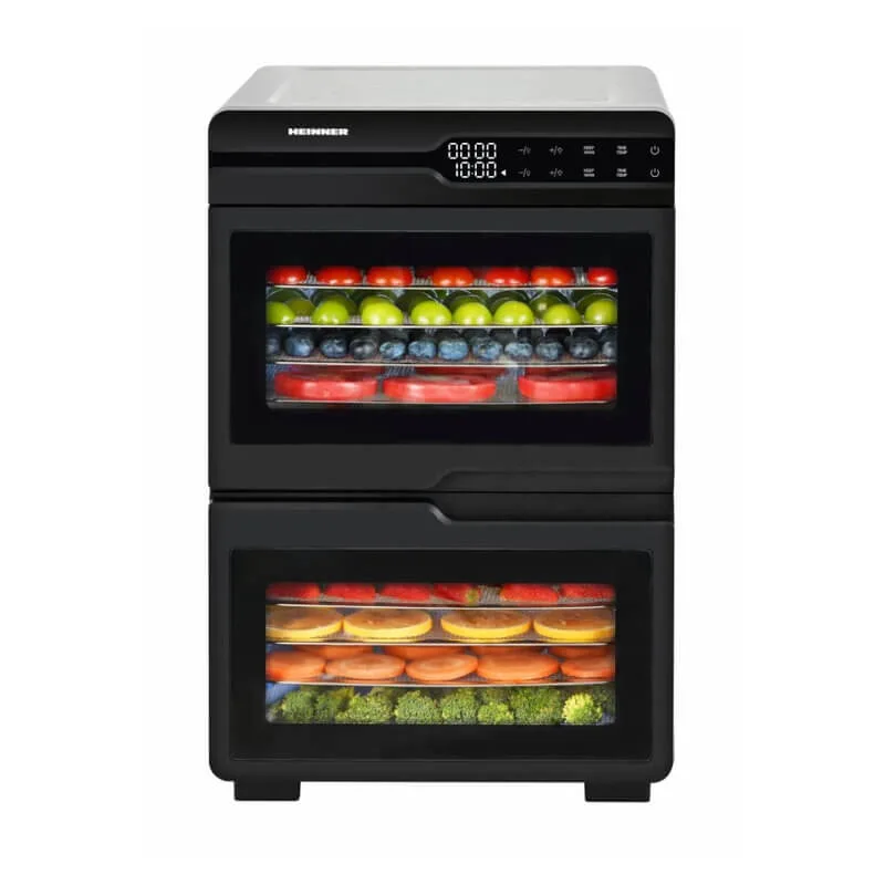 Deshidrator fructe și legume Heinner DualDry Pro HFD-KDDB1200BKSS, 1200W, 12 tăvi inox, dublu flux aer - imagine 2