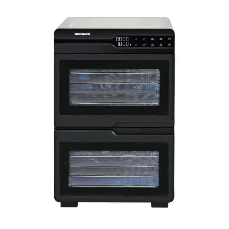 Deshidrator fructe si legume Heinner HFD-KDDB1200BKSS DualDry Pro 12 tavi inox