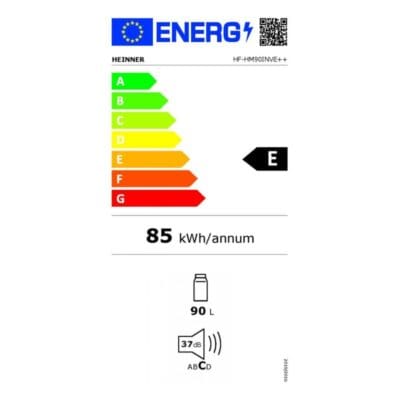 Frigider Heinner HF-HM90INVE++ pentru spații compacte etichetă energetică