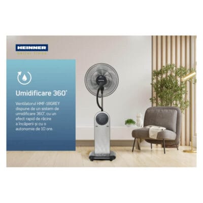 Ventilator Heinner HMF-18GREY cu telecomanda si moduri multiple