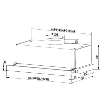Hotă telescopică Heinner HTCH-F400IX, 60 cm, 353.4 m³/h, Inox - imagine 2