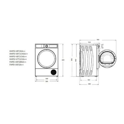 Uscător Heinner HHPD-V8T1CHSA++ gri cu display LED și 15 programe de uscare