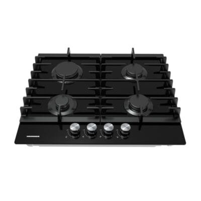 Plită gaz Heinner din sticlă neagră cu grătar fontă