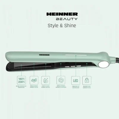 Placă de îndreptat părul Heinner HHS-Y230DP-GR, funcție Plasma, ceramică, 140-230°C, verde - imagine 6