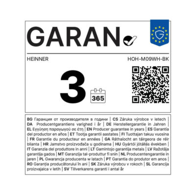 Etichetă garan Radiator Heinner HOH-M09WH-BK cu 9 elemenți de încălzire